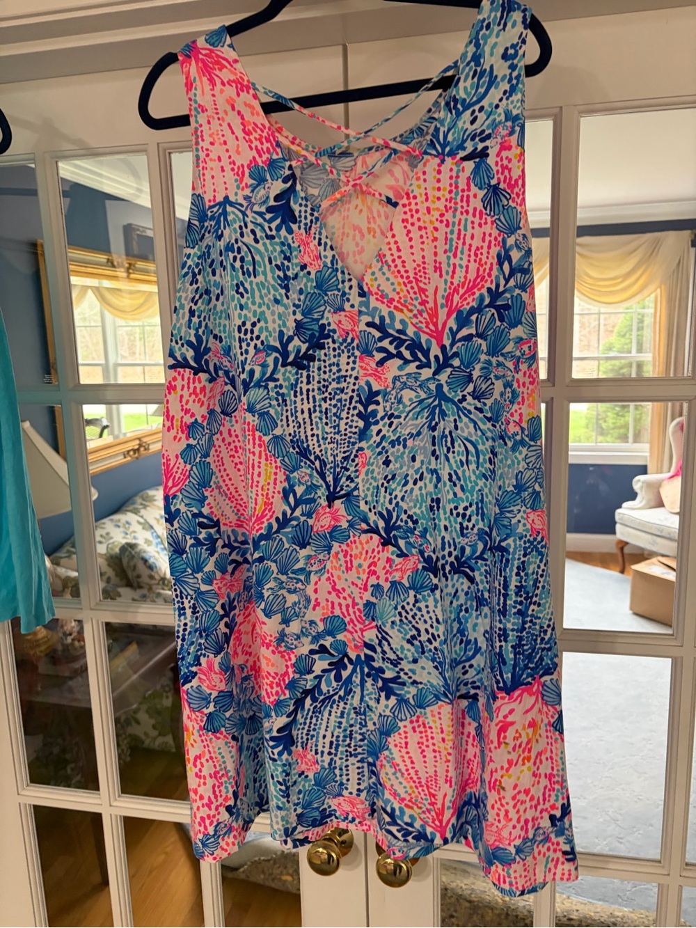 Lilly Pulitzer Pink Blue Green Tropical Print Sleeveless Dress $60